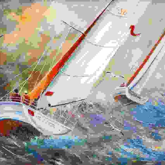 Stormy rough sea toying with the boat